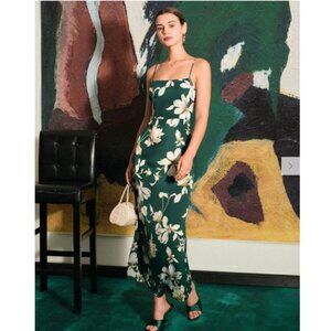 RIHOAS Floral Slit Maxi Dress, Green M, NWT
